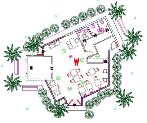 Landscaping View With Structure Details Of Office Dwg File Cadbull