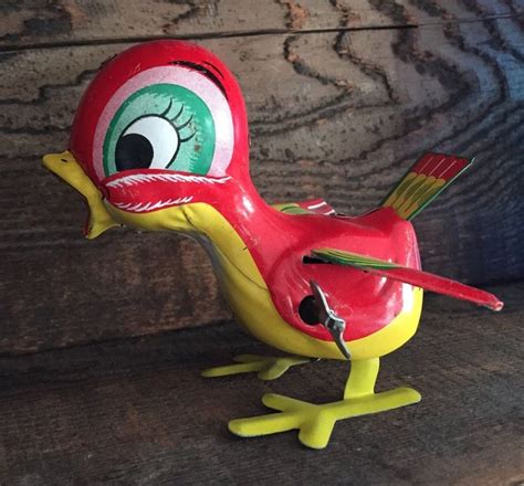 Vtg Tin Wind Up Walking Walker Bird Toy Japan 1960s Mikuni Excellent