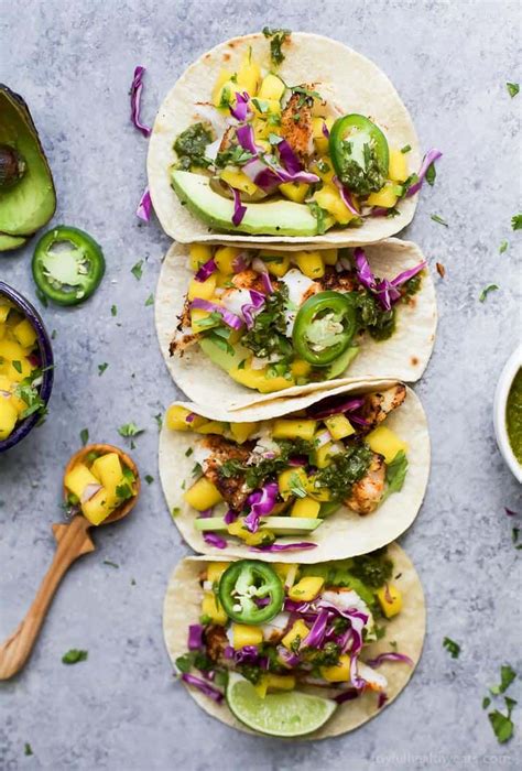 Season with salt and pepper, to taste. Grilled Fish Tacos with Mango Salsa | Easy Healthy Recipes ...