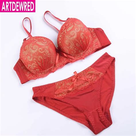 artdewred sexy push up bra sets elegant lace embroidery bra brief set 36 38 40 42 bc cup bra and