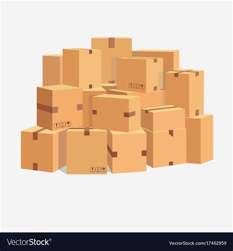 Pile Of Cardboard Boxes Stacked Sealed Goods Parcel Packaging And Delivery Carton Box Set