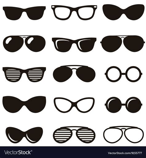 Set Of Black Retro Sunglasses Icons Royalty Free Vector