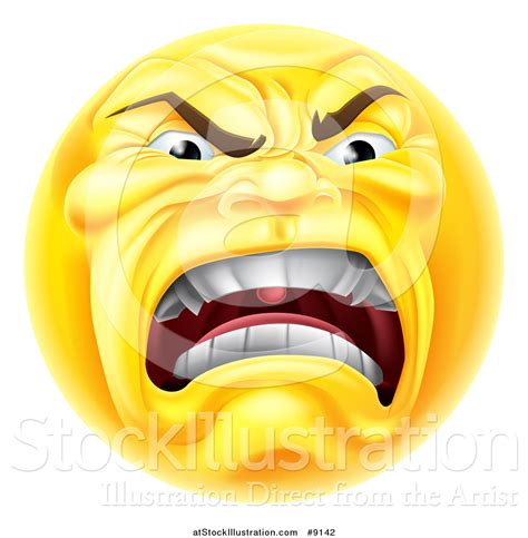 Vector Illustration Of A Yellow Angry Screaming Emoji Emoticon Smiley
