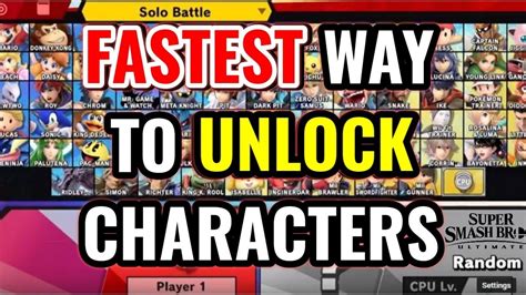 Fastest Way To Unlock All Characters In Super Smash Bros Ultimate