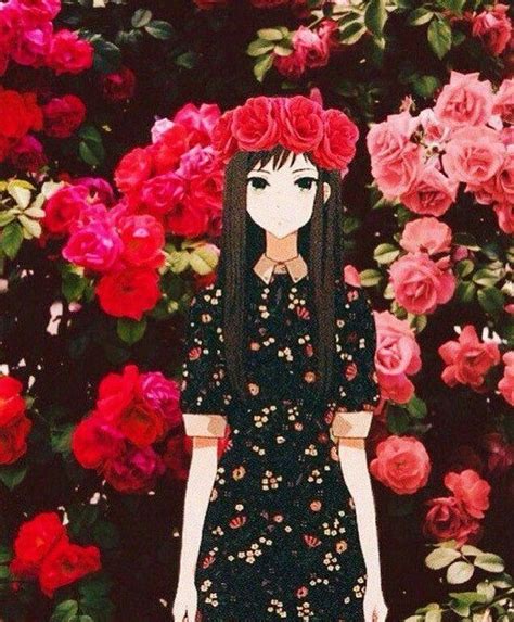 Anime Girl And Red Roses Anime Girl Beautiful Anime Girl Anime