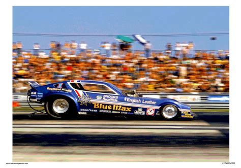 Blue Max Funny Car At Speed Drag Race Poster 70s Crashdaddy Racing
