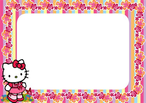 Hello Kitty Floral Stripe Png Frame Printable Png Frames Cartoon