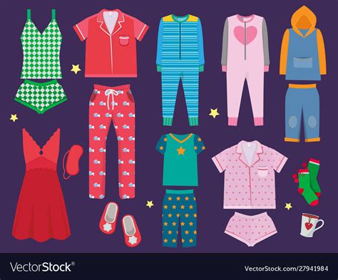 Pajamas Set Sleeping Clothes Collection Royalty Free Vector