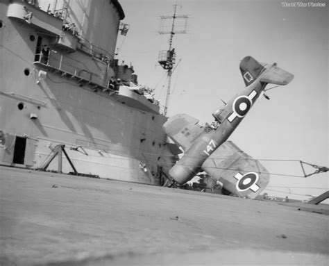Crashed Corsair Mk II HMS Illustrious Off Formosa March World War Photos