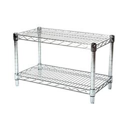 Storage hooks, racks & shelves. 14" Depth Chrome Wire Shelving Unit with 2 Shelves