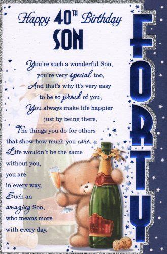 40th Birthday Wishes To Son Birthday Card Message