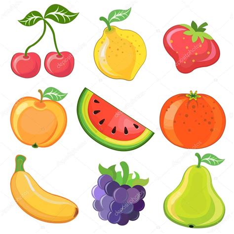 Conjunto De Frutas De Dibujos Animados Vector De Stock De El Anes