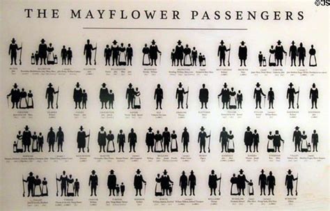 graphic of mayflower passengers who landed in 1620 at pilgrim hall museum plymouth ma