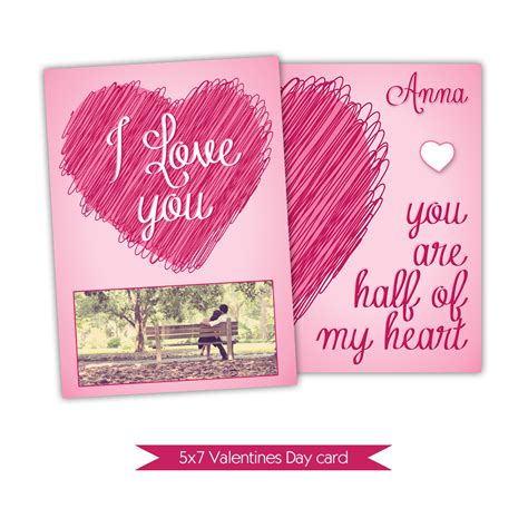 Nuwzz Pink Heart 5x7 Valentine Card Psd Templates For Photographers