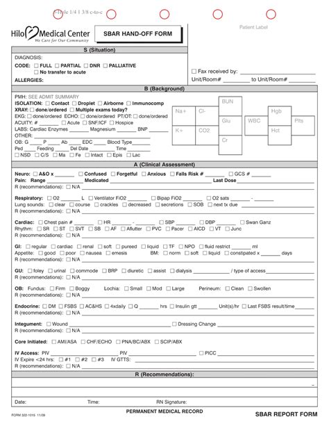 Sbar Chart Template Form Fill Out Printable Pdf Forms Online