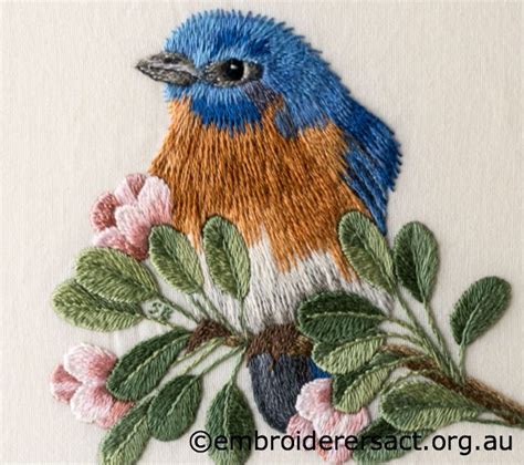 Detail 2 Of Eastern Bluebird Stitched By Sharon Burrell Thread