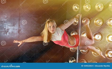 Blonde Girl Pole Dance Stock Photo Image Of Dancer 104922854