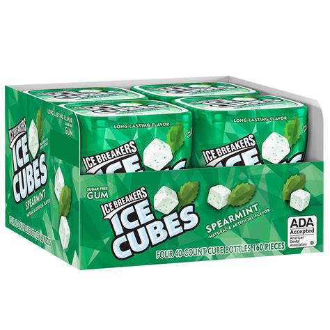 Ice Breakers Ice Cubes Sugar Free Spearmint Gum 40 Ct 4 Pks Pack