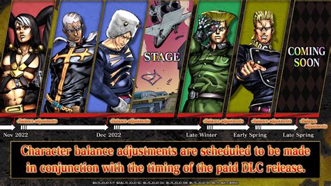 Jojo S Bizarre Adventure All Star Battle R Update Patch Version Details Bandai Namco Europe