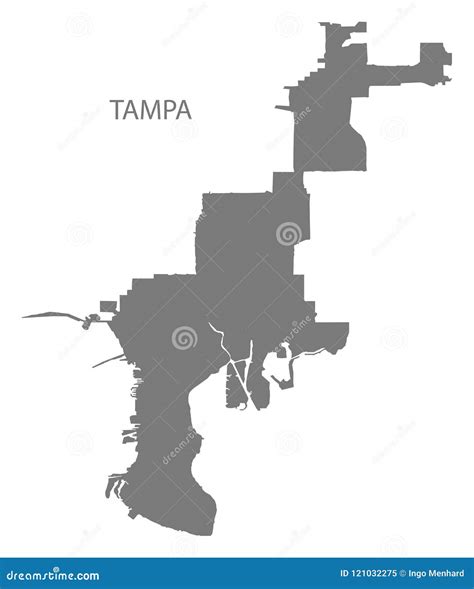 Tampa Florida City Map Grey Illustration Silhouette Shape Stock Vector
