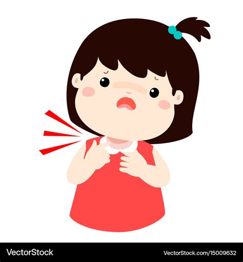 Sick Girl Sore Throat Cartoon Royalty Free Vector Image