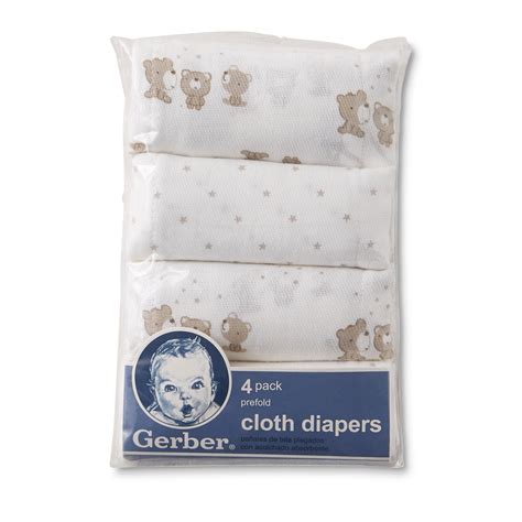 Gerber Infants 4 Pack Cloth Diapers Stars And Bears