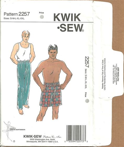 Kwik Sew 2257 Sewing Pattern Mens Pajama Pants And Shorts Size S M L Xl