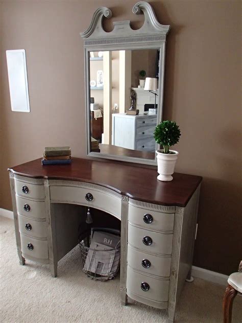 Love the sanded and stained top next to ASCP French Linen. Just