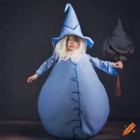 Child Wearing An Inflated Merlin Wizard Costume