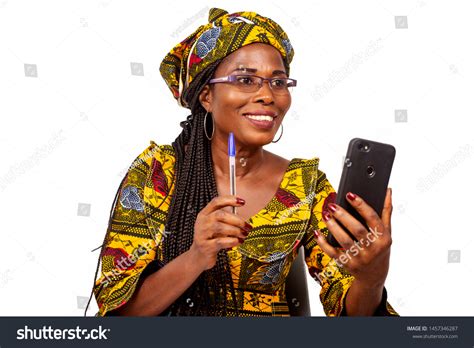 Happy Beautiful African Mature Woman Sitting 스톡 사진 1457346287 Shutterstock