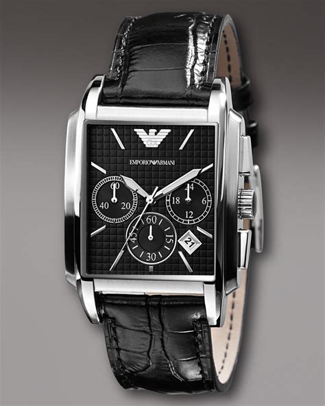 Lyst - Emporio armani Square Chronograph Watch, Black in Black for Men