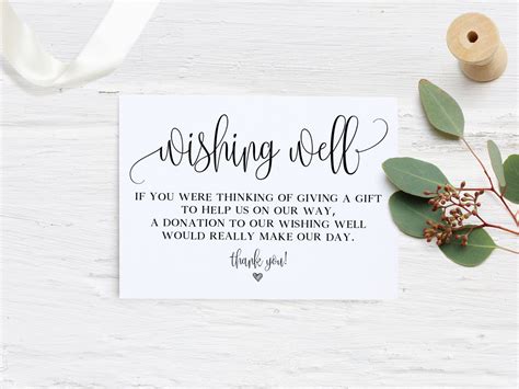 Wedding Wishing Well Card Printable Bridal Shower Wishing Well Insert Instant Download Wishing