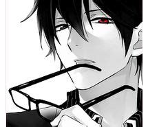 Black hair can denote a villain or a hero. anime girl brown hair purple eyes kissing anime guy black ...