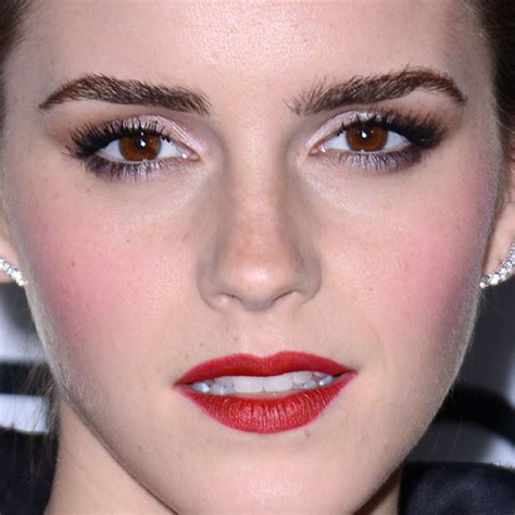 Emma Watson Wears Red Lipstick With Bright Pink Blush