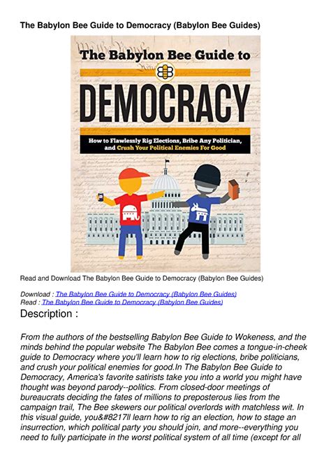 Ebook The Babylon Bee Guide To Democracy Babylon Bee Guides The