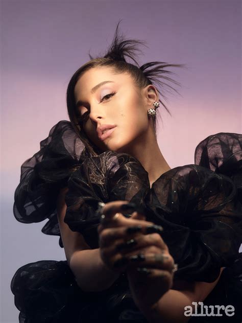 ariana grande stuns with thick lashes to debut her new beauty brand in ‘allure — photos