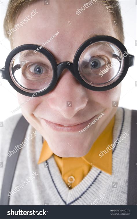 Happy Nerd Funny Glasses Smiling Looking Stock Photo 10640170