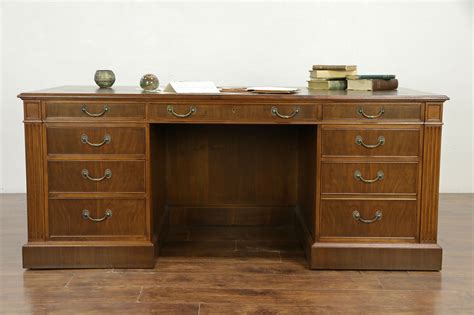 Sold Traditional Vintage Custom Walnut Executive Office Desk Tooled