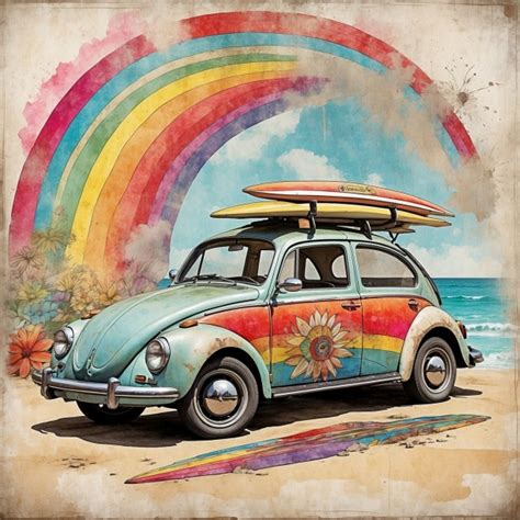 Volkswagen Beetle Hippie Art Free Stock Photo Public Domain Pictures