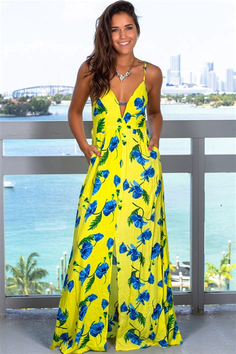 100% cotton machine wash imported. Yellow Floral Halter Neck Maxi Dress | Maxi Dresses ...