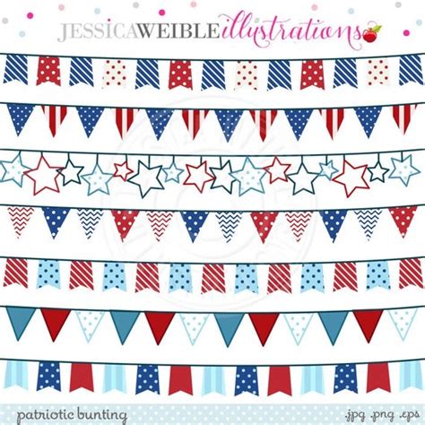 Patriotic Bunting Clipart Patriotic Banners Red White Blue