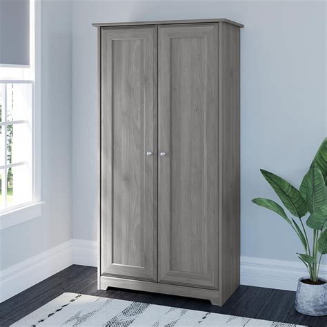 Cabot Tall Storage Cabinet With Doors In Modern Gray Engineered Wood