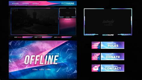 Blue And Pink Full Twitch Stream Overlay 2019 Mattovsky Graphic Designer