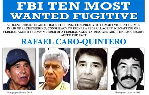 Drug Lord Rafael Caro Quintero On Fbis Most Wanted List Captured In