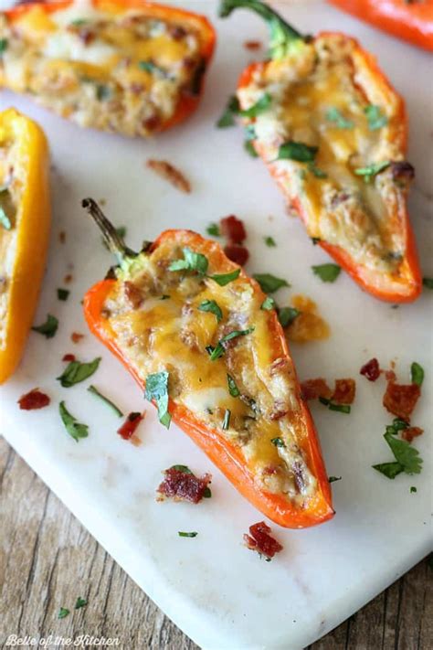 Cheesy Bacon Stuffed Mini Peppers Belle Of The Kitchen