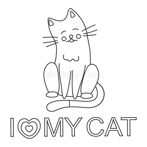 Logo With The Text I Love My Cat With A Cute Funny Cat Stock Vector