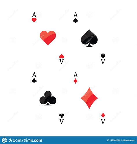 Four Aces Playing Cards Vector Illustration White Stock Vector