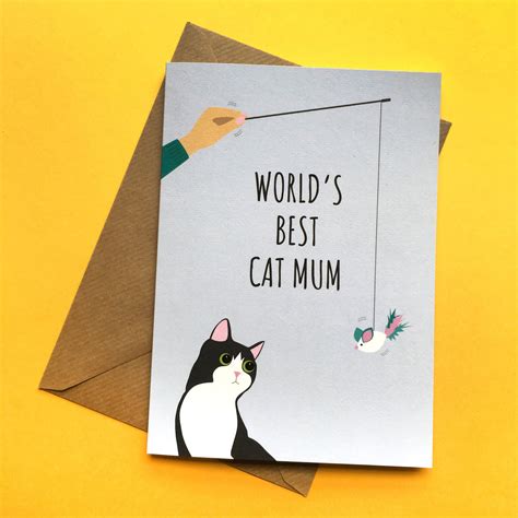 Worlds Best Cat Mum Mothers Day Card Cute Funny Digital Etsy Uk