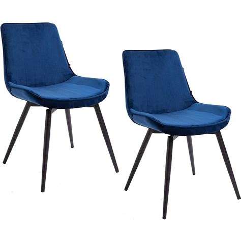 Cala Set Of 2 Blue Velvet Dining Chairs Shop Designer Home Furnishings