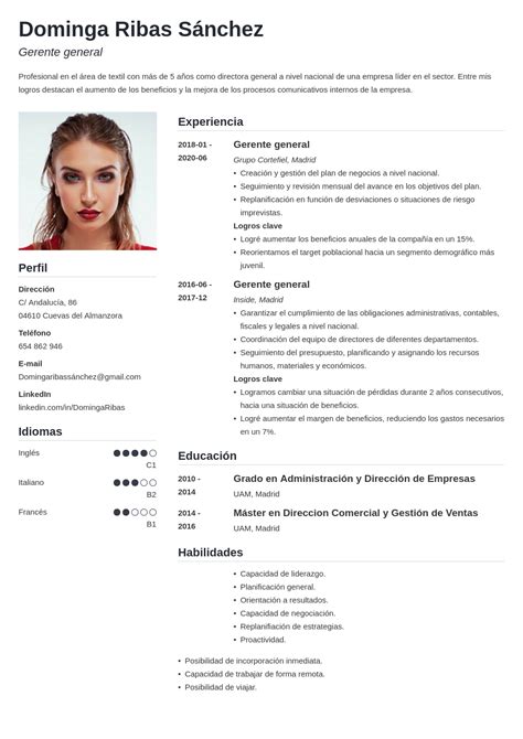 Plantilla De Curriculum Vitae Cronologico Gratis Ejemplo Cv Images